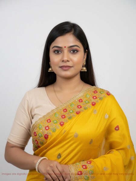 Budget-Friendly Meenakari Fendy Saree – Designer Look, Smart Price- Yellow